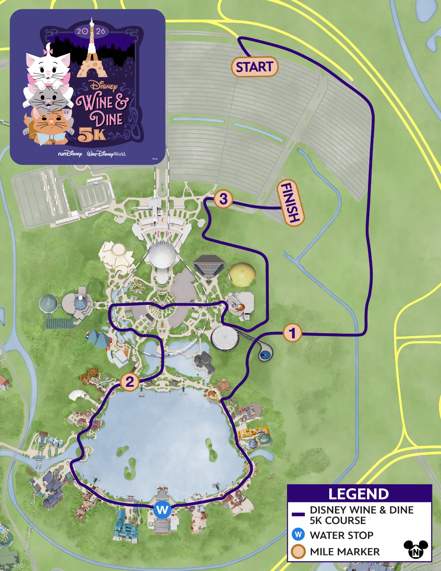 Disney Wine and Dine 5K course map