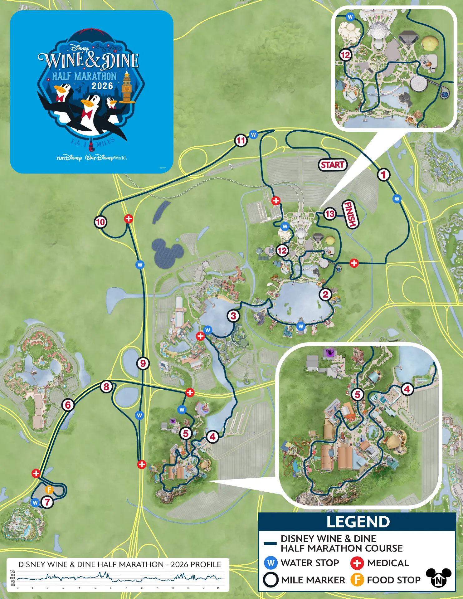 2026 Disney Wine & Dine Half Marathon Course Map