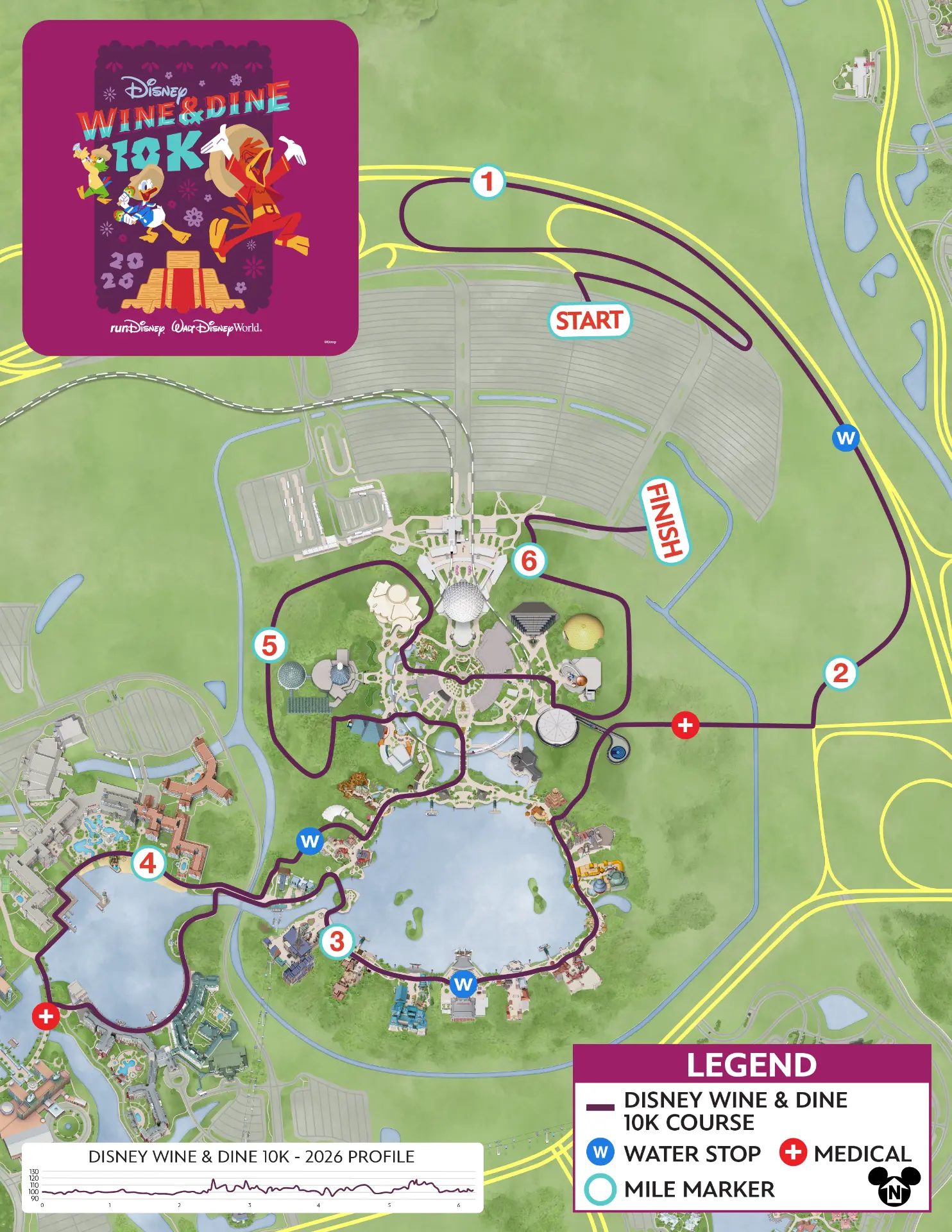 Disney Wine and Dine 10K course map